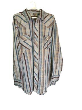 Roper Mens Long Sleeve Striped Western Pearl Snap Shirt Sz 3XL Cotton Blend NWT